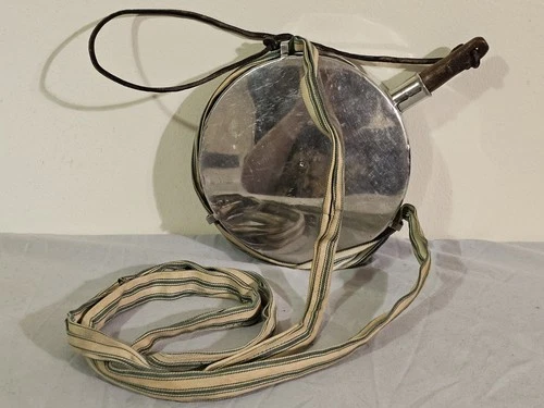 Civil War Reenacment Replica Canteen & Cotton Strap With Cork Stainless