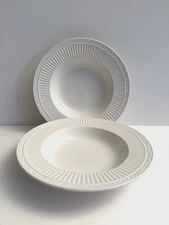 (2) Mikasa Italian Countryside 9 1/2" White Wide Rim Soup Pasta Bowl Xlnt!