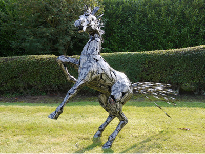 Pferd Garten Ornament Reiter Skulptur ''Wildaufzuchthengst'' 1250 mm hoch