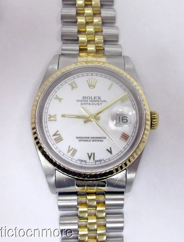VINTAGE ROLEX OYSTER DATEJUST 3135 31j WATCH MENS 16233 WHITE DIAL ROMAN NUM
