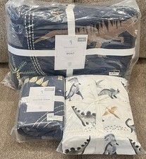 NEW Pottery Barn Kids Jurassic Twin Quilt, Euro Sham, Sheet Set, Dinosaur Dino 2