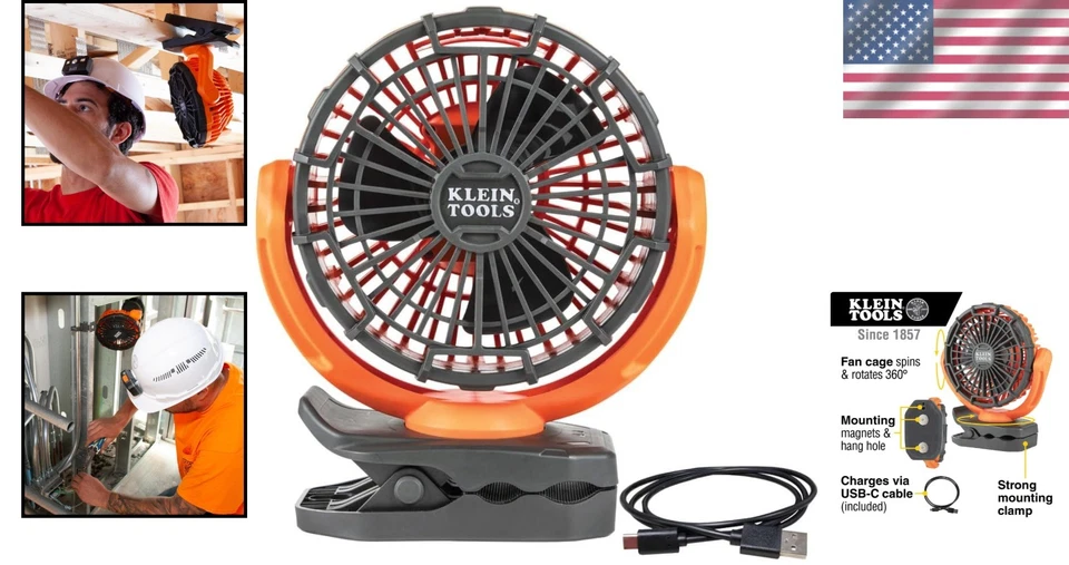 Versatile 7-Inch Portable Fan with USB-C Charging and Multiple Mounting Options - Image 2 of 4