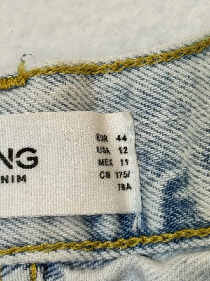 MNG by Mango Women’s Kaia Wide Leg Jeans Size 12 High Rise Light Blue Button Fly - Image 3 of 4