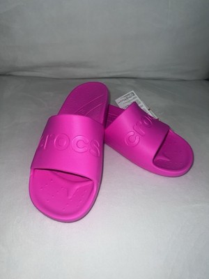 WOMEN'S CROCS HOT PINK KADEE SLIDE FLIP FLOP BEACH/POOL SANDALS SIZE 9 NWT
