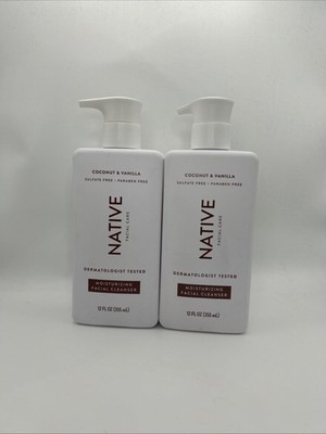 2 X Native Facial Care Moisturizing Facial Cleanser 12 fl oz Coconut & Vanilla