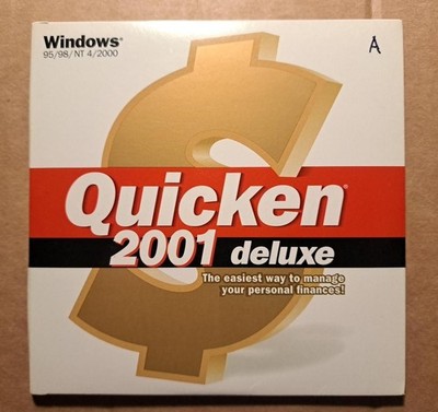 Intuit Quicken Deluxe 2001 for Windows Install CD w/ License User Guide