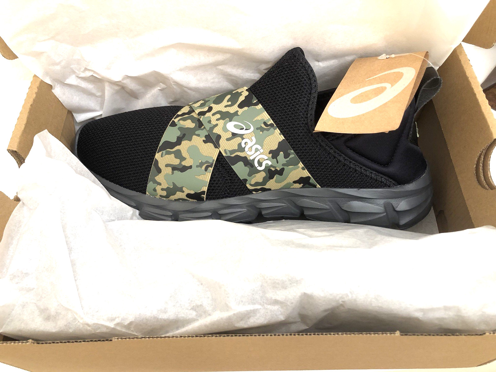 New in Box ASICS Quantum Lyte Slip On Running Shoes Size 10.5 Men's Black w Camo thumbnail 2