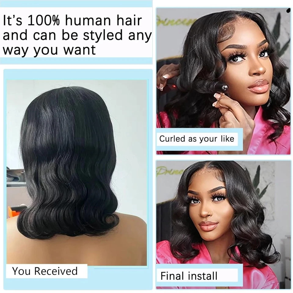 Body Wave Wig Human Hair 13x4 Lace Front Wigs Human Hair Bob Wig For Black Women - Image 2 of 4
