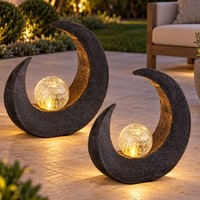 2X LED Dekolampen Solar Crackle-Glas Gartenleuchte Mond AußEnleuchte Gartendeko