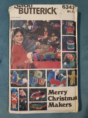 6342 Vintage 80s Butterick Sewing Pattern Christmas Ornaments Train Blocks FF 