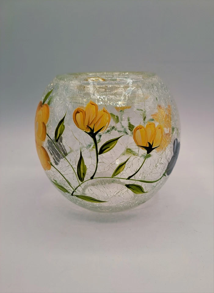 Fifth Avenue Ltd Crystal Crackle Glass Hand Painted Tea Light Lamp Base Only - Image 4 of 4