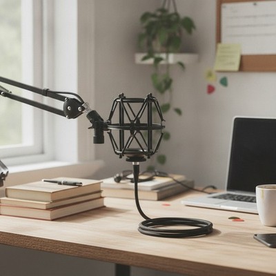 Robust SHK-1 Microphone Shock Mount - Ideal for Clean Audio & Video Production