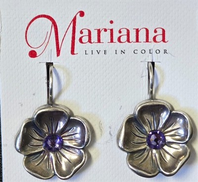 Mariana Blossom Earrings Swarovski Tanzanite Earrings Lever backs Antique Silver