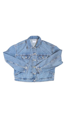 Women Old Navy Cropped Denim Jacket; Large; Light Blue; Button Accent NWT
