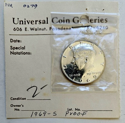1969-S Kennedy Proof Half Dollar, 40% Silver