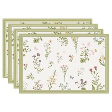  Spring Floral Placemats Set of 4, 12x18 Inch Gadern Flower Wildflowers-2