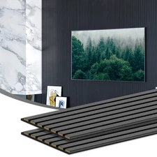 INTIGE Wood Panels for Wall and Ceiling 94.5''x11'', Matte Black Oak 2 Pack