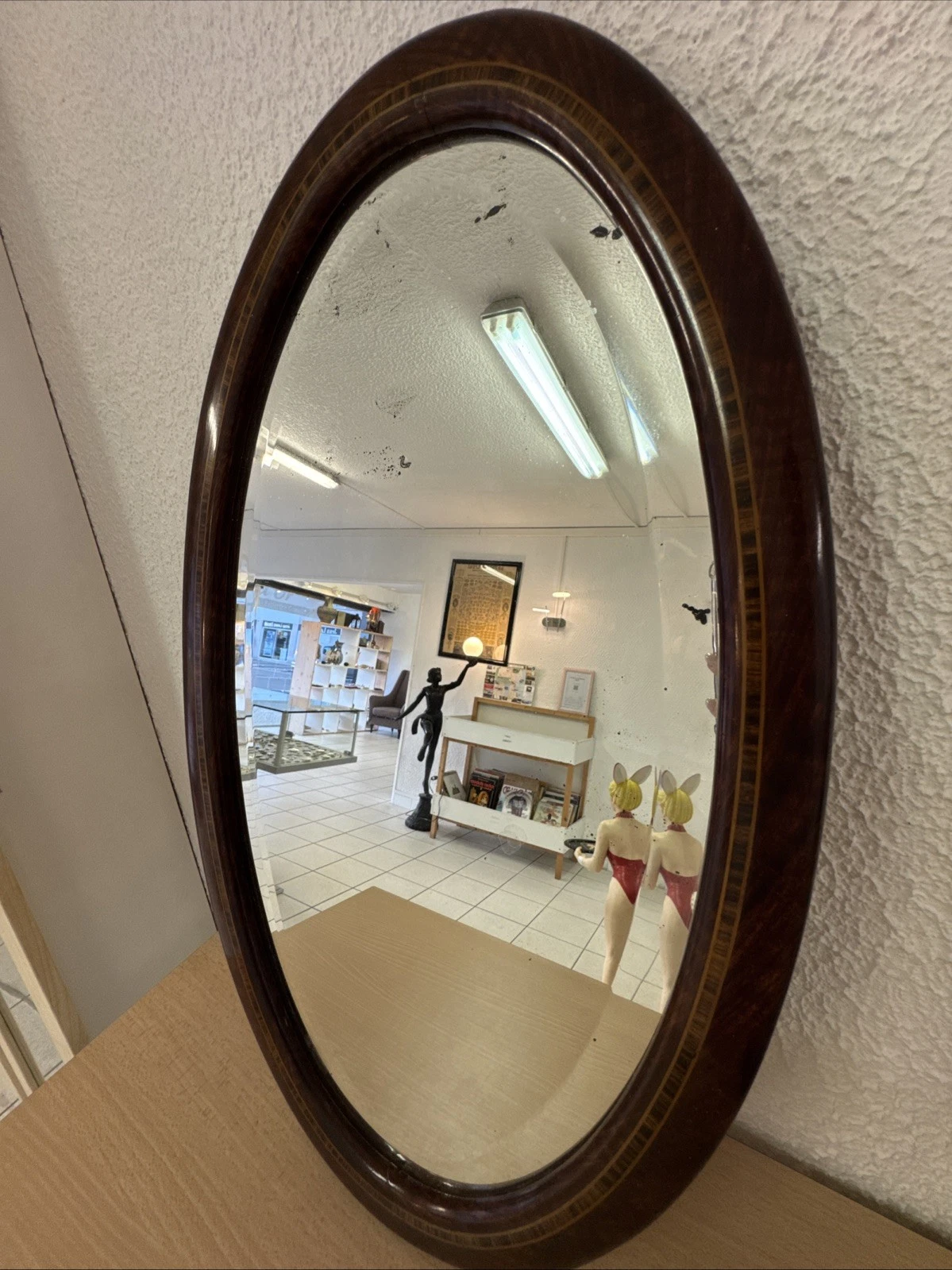 Miroir vintage ovale marron