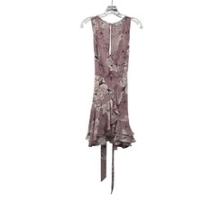 Dress Forum Floral Faux Wrap Dress Sleeveless Ruffle Mauve/Multi Size Medium