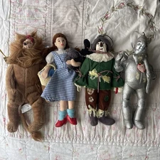 SET OF 4 Kurt Adler Plush Ornaments Wizard of Oz Dorothy Tin Man Lion Scarecrow