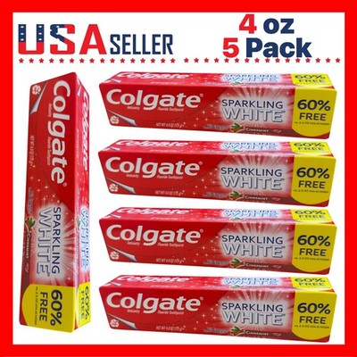 Colgate Sparkling White CinnaMint x [5 Pack] Gel Toothpaste 4.0 oz. Anticavity