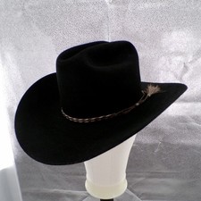 VTG 80s American Hat Co Black Cowboy Hat 7 1/...