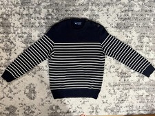 Saint James Binic Fisherman Sweater Navy / Ecru Small
