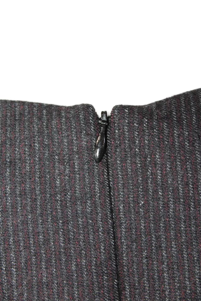 Theory Womens Wool Striped Crew Neck Sleeveless Shift Dress Red Size 4 - Image 4 of 4