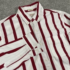 J.Crew Shirt Men M Striped Red Broken-In Oxford Slim Button-Down Organic Cotton
