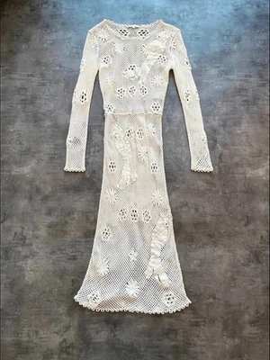 Robe à crochets d'été Maje blanc écru motif perroquet - Taille M - Photo 1/4