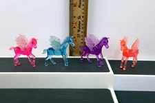Vtg Lot Jaru Pegasus Figures Translucent Flying Horse Pink,Blue,Purple & Orange