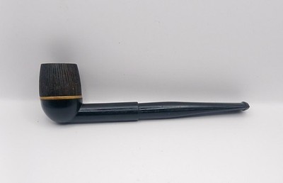 Vintage Venturi Tobacco Pipe Space Age Black Thelon Rusticated Briar Gold Ring
