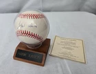 Hank Aaron Autographed Baseball w/ Certificate of Authenticity (COA) & Plaque
