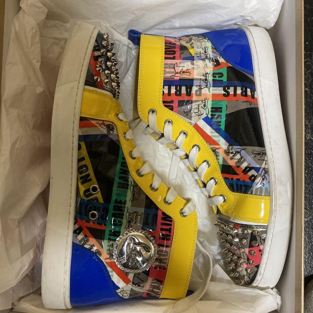 Christian Louboutin Men's 9.5US/43 Yellow Spike Stud Patent