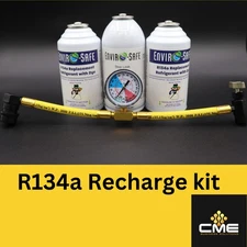 Enviro-Safe AC R134a Auto Replacement Refrigerant W/Dye Stop Leak & Gauge Kit