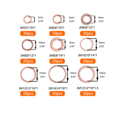 200pcs/Set Dichtung Diesel Injektor Installation Set M5-M14 Hohe Qualit?t