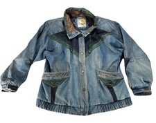 Vtg Current Seen Plaid Denim Jacket Vintage 90s Oversized Women Size L/XL