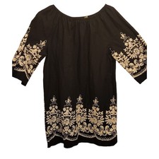 Studio West Apparel Black, White Embroidery Boho-Style Women's Dress/Top
