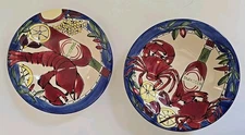 2 Tika Tabasco Crab Lobster Soup Pasta Salad 8.5" Bowl  Set Lot Read Item Descri