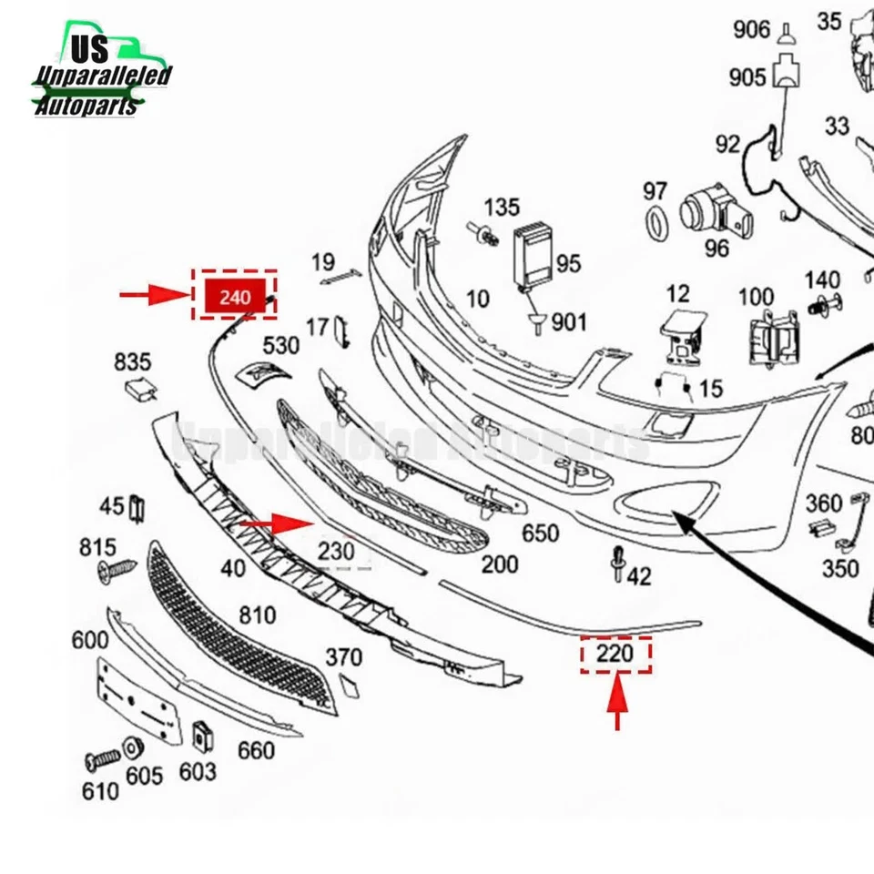 High Quality Bumper Molding Trim For 2010-13 Mercedes Benz S W221 S350 S550 US Foto 2 de 4