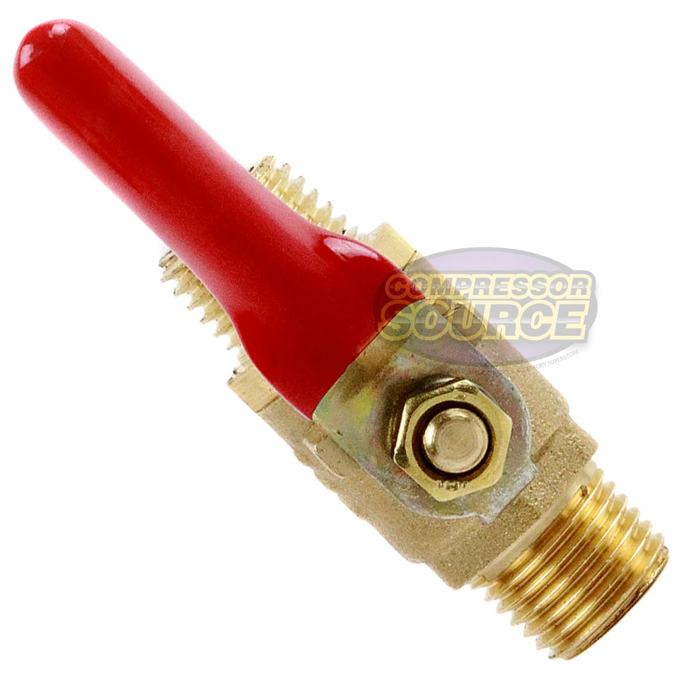 10 Pack 1/4" Male Male NPT Brass Ball Valve Moisture Air Tank Drain Shut Off - Image 3 of 4