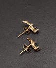 14k Yellow Gold Pear Sapphire Stud Earrings Blue Stone — photo 3