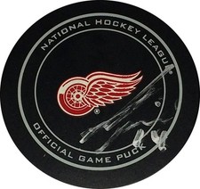 GUSTAV NYQUIST Signed DETROIT RED WINGS OFFICIAL GAME PUCK W/COA #14