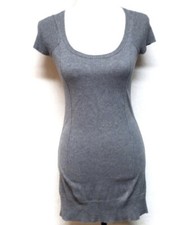 Guess 90s Y2k Gray Cap sleeve Scoop Neck Knit Mini Dress Office Siren