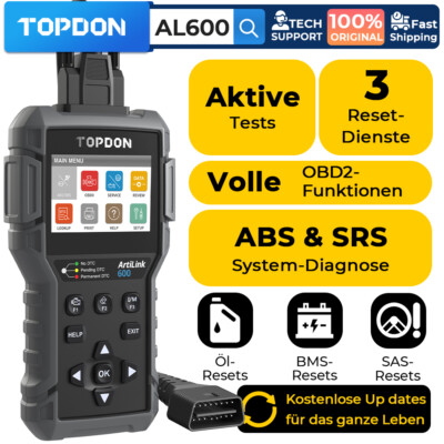  TOPDON AL600 Profi Auto OBD2 ABS SRS Diagnosegerät Scanner SAS BMS Öl Reset