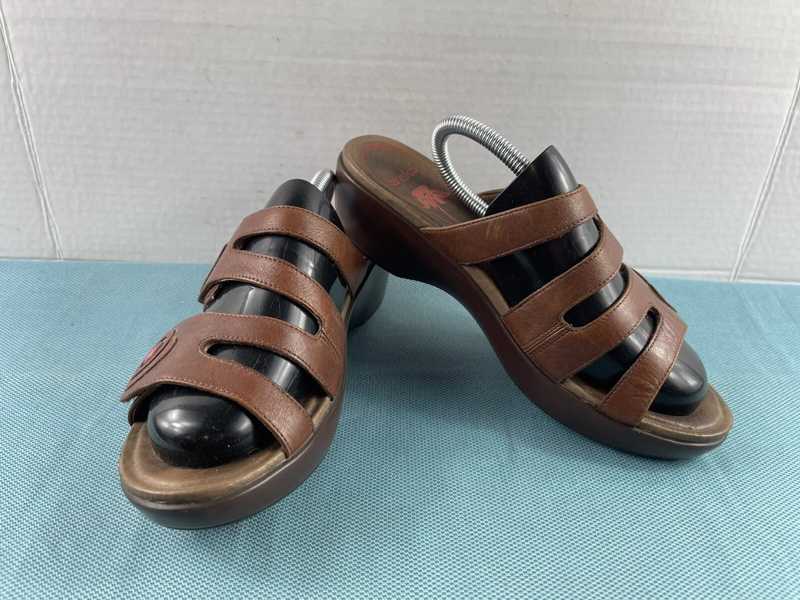 CLARKS Scarpe donna Dansko Dixie marrone rosso 38 7 5 M sandali con zeppa in pelle