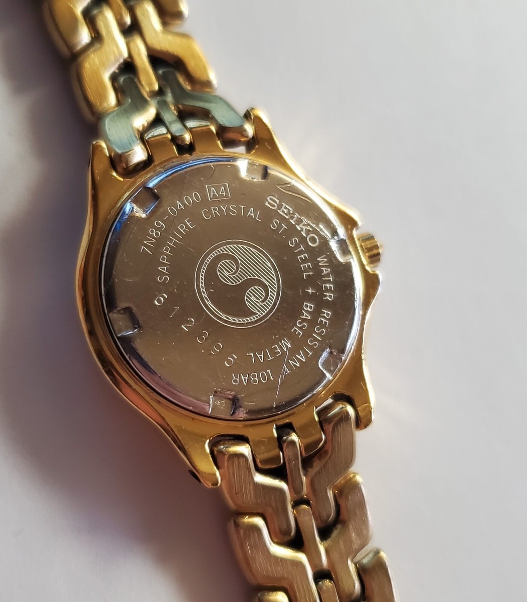 Seiko Womens Quartz Watch 7N89-0400 Gold Tone Bracelet Band