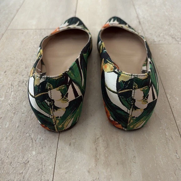 Stuart Weitzman Botánico Tropical Floral Pisos Boho Resortwear Verde 6 Foto 4 de 4