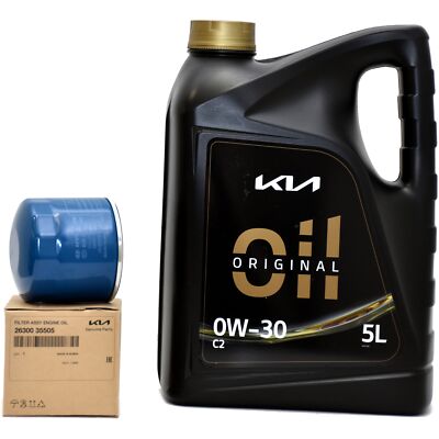 Original KIA Ölfilter Motorölfilter Filter 2630035505 + Motoröl 0W30 ACEA C2
