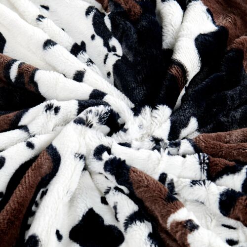 Cow Print Faux Fur Throw Blanket Double-Sided - Warm Fluffy Blanket Farmhouse - Picture 24 of 78